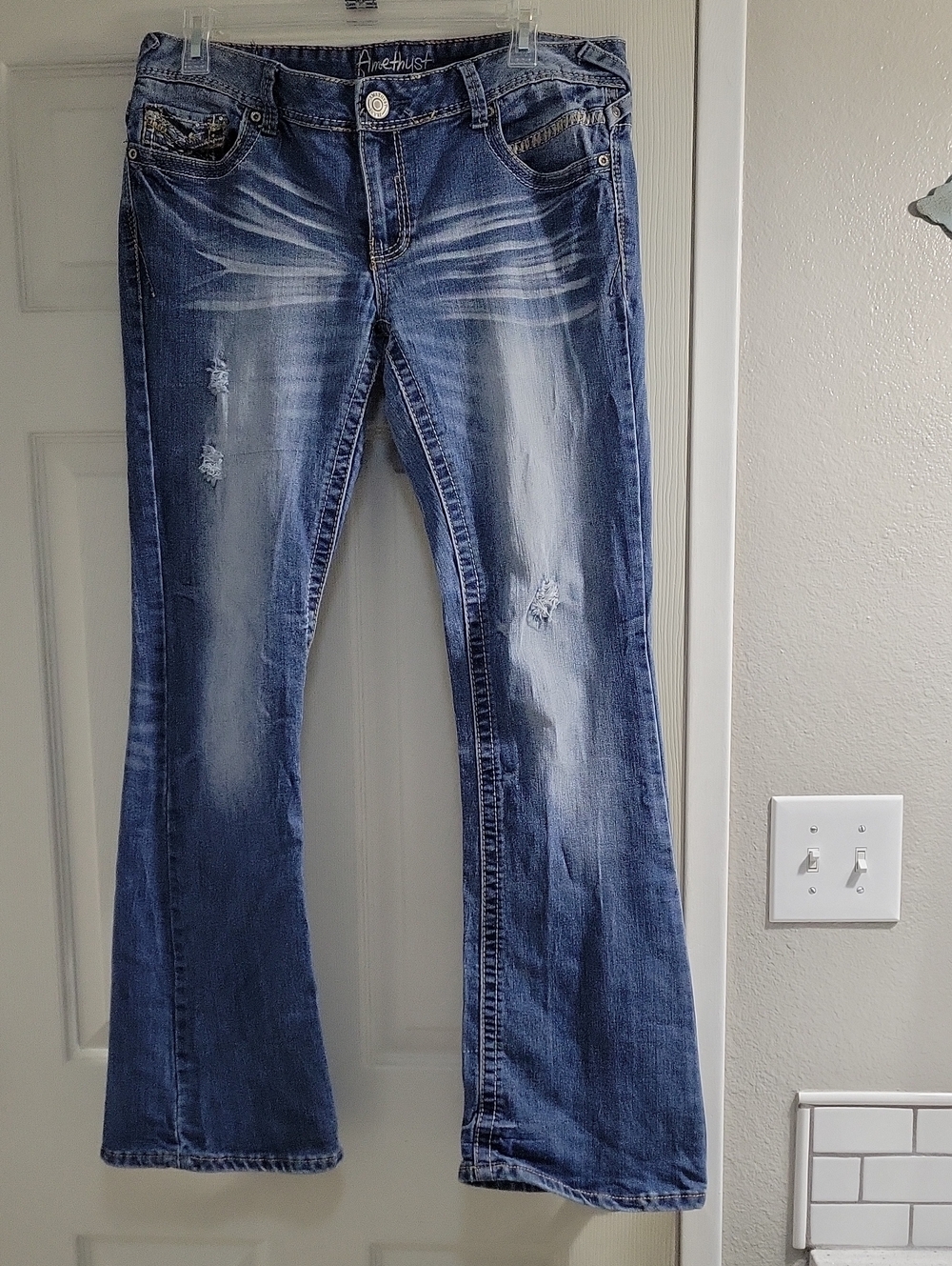 Amethyst Jeans Size 11 Blue Distressed Flare Jeans